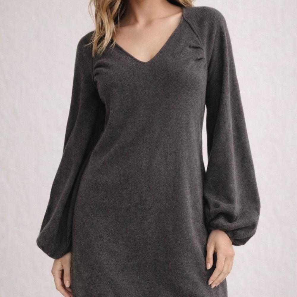 Madisonmarcuscashmere Ruchedcuffsweaterdress/Tuni… - image 1